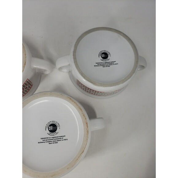 Tabasco Logo Chili Soup Stoneware Bowls Set of 3 with Handles Southwest Graphics - Picture 10 of 15